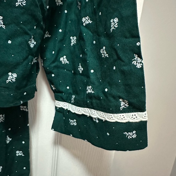 NEW Rachel Ashwell SMALL Green Floral 2 pc Cotton Pajamas and Hair Bow Set - Picture 7 of 9